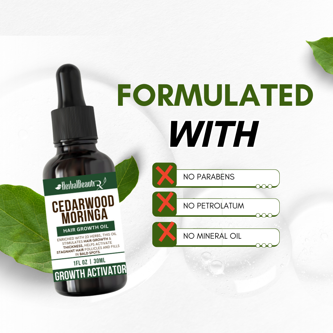 Cedarwood Moringa Hair Growth Oil herbalbeautyrx