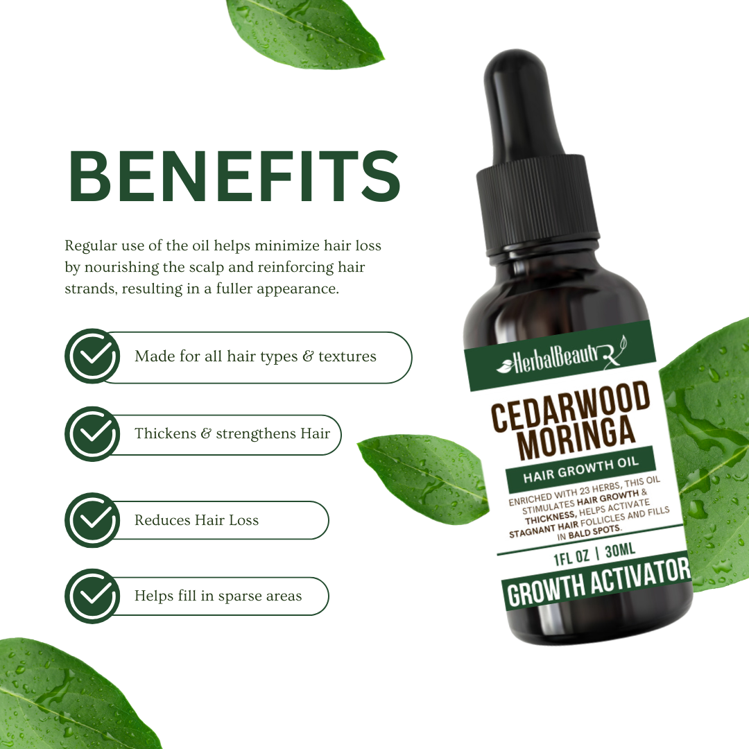 Key Ingredients for Hair Growth: Castor Oil, Rosemary Oil, Peppermint Oil"